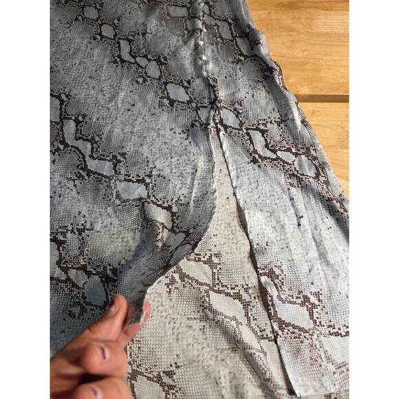 TCEC Snake Print Satin Hi-Lo Bias Cut Skirt Y2k 2000's Large Side Zip Button - Picture 4 of 12